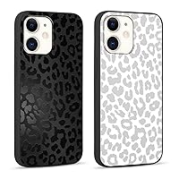 2 Pack Cute Cheetah Print for Apple iPhone 11 6.1 Inch Phone Case,Luxury Leopard Pattern Design Cases Soft Silicone Slim TPU Shockproof Protective Bumper Cover for Women Girls-Black & White
