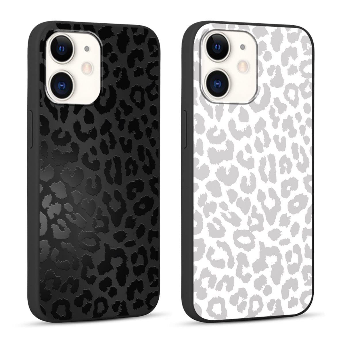 RUMDEY 2 Pack Cute Cheetah Print for Apple iPhone 11 6.1 Inch Phone Case,Luxury Leopard Pattern Design Cases Soft Silicone Slim TPU Shockproof Protective Bumper Cover for Women Girls-Black & White