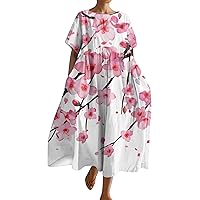 Oversized Dress for Women, Women's Summer Dresses Short Sleeved Loose Hem Pocket 2024, S XXXL