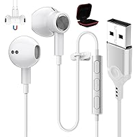 Wired Earbuds with Microphone for PC, USB Earphones for Computer, Wired Headset with Volume Control, Noise Cancelling Microphone USB Headphones for PC Laptop Dell Lenovo Surface PS5 Switch 7.5 Ft