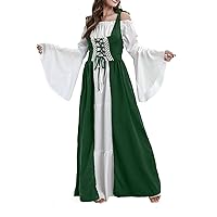 Christmas Dresses Womens Medieval Renaissance Dress Bell Sleeve Square Neck Off-Shoulder Victorian Maxi Dresses