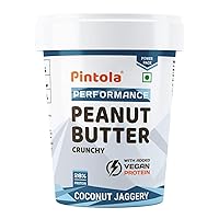 Pintola Coconut Jaggery Performance Series Peanut Butter (Crunchy) - 510g | Vegan Protein | 28% Protein | High Protein & Fiber