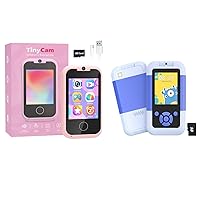 Kids Smart Toy Phone Girls Toy, Toddler Game Phone for 3 4 5 6 7 Year Old Girl Boy, Christmas Birthday Gifts for Children Age 3-7, MP3 Music Player with Dual Camera (Pink+Blue)
