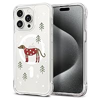 CYRILL Cecile Mag Compatible with iPhone 15 Pro Case (2023), Cute Snowy Themed Design for Men & Women [Compatible with MagSafe] - Crystal Clear Sweater Dog