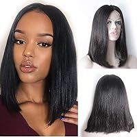 13X4 Lace Front Human Hair Wigs For Women Natural Hairline 14 Inch Pre Plucked Bob Wigs With Baby Hair Real Virgin Hair Deep Space Part Straight Lace Wigs Company