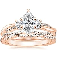 Petite Twisted Vine Moissanite Diamond Ring Set, 1.00 Carat Marquise Moissanite Engagement Ring Set, Wedding Ring Set, Bridal Ring, Promise/Anniversary Rings for Wife