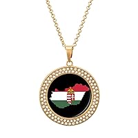 Hungary Map Flag Necklaces for Women Adjustable Length Pendant Fashion Jewelry Gift for Holiday Birthday