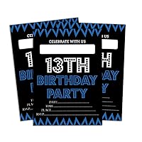 Black Birthday Invitation Card Printable Elegant Fill or Write In Blank Party Invites 28 Pcs 5 x 7 Inches