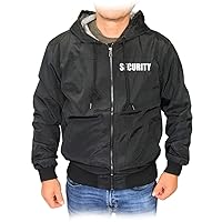 For Men's Security Zip Up Black Hoodie Jacket