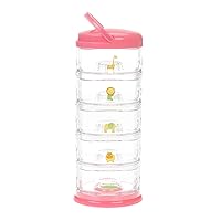 Packin' Smart Stackable and Portable Storage System for Formula, Baby Snacks and More. Set of 5 Stackable Containers in Strawberry Sorbet. BPA Free.