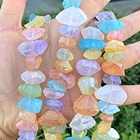 Adabele Natural Raw Healing Crystal Quartz Nugget Gems Stone 15 inch Chakras Rainbow AB Titanium Coated Loose Gemstone Drop Beads for Jewelry Craft Making GA-B6