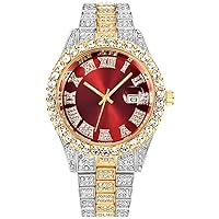 SENRUD Unisex Crystal Watch Fashion Diamond Watch Mens Womens Full Iced-Out Watches Luxury Diamond Bracelet Watch