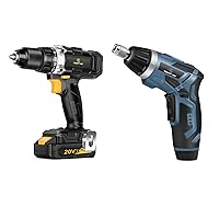 C P CHANTPOWER 4V Cordless Screwdriver 6+1 Torque Gears & 20V Cordless drill With 1/2