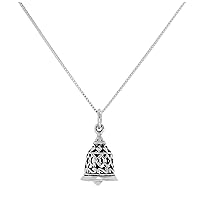 jewellerybox Sterling Silver 3D Ringing Bell Pendant on Chain 14-22 Inches