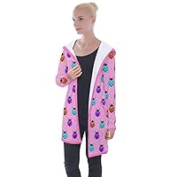 PattyCandy Women's Casual Sweater Bees Insects Sunflower Floral Longline Hooded Cardigan