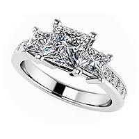 1.69 ct Ladies Princess Cut 3 Stone Channel Diamond Ring(Color G Clarity SI1) Platinum