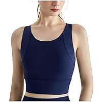 Women's Sports Bras Longline Seamless Wirefree Padded High Impact Support Bra, Workout Yoga Activewear Tank Tops