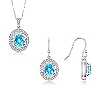 Rylos Matching Jewelry Set Sterling Silver Princess Diana Inspired: Ring & Pendant Necklace with 18