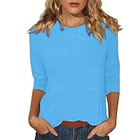 Lightning Deals of Today 3/4 Length Sleeve Womens Tops Summer 4Th of July Outfits Trendy Ladies Patriotic Shirts Tshirts