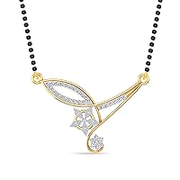 0.39Ct Round Sim Diamond Floral Designer Mangalsutra Necklace 14K Yellow Gold Fn