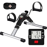 Under Desk Bike Pedal Exerciser, Fully Assembled Folding Pedal Exerciser for Arm and Leg Workout, Portable Sitting Desk Cycle with LCD Screen Displays