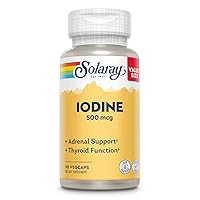 Solaray Iodine 500 mcg, Iodine Supplement for Healthy Adrenal and Thyroid Support, Energy, Metabolism, and Focus, Potassium Iodide, Vegan, 60-Day Money-Back Guarantee, 90 Servings, 90 VegCaps