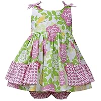 Bonnie Jean Baby Girls Floral Poplin Summer Dress, Pink, 0-3 - 6-9 Months