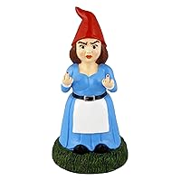 Gnometastic Gnomes - Middle Finger Female Garden Gnome Statue, Funny Garden Gnomes Decorations for Yard and Outdoor Lawn Ornament, Naughty Gnomes for Home Decor - Lady Double Bird 8.45in