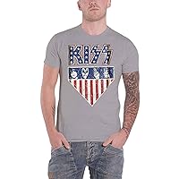 Kiss T Shirt Stars And Stripes Band Logo Official Mens Grey Size XL