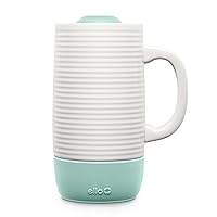Ello Jane 18oz Ceramic Travel Mug with Handle, Splash-Resistant Slider Lid and Built-in Coaster, Perfect for Coffee and Tea, BPA Free, Dishwasher Safe