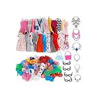 Doll Clothes AccessoriesDoll Clothes Accessories Princess Party Dresses Shoes Bags Jewelries Set Kids Toy Clothes Birthday Gifts for Girl 32PCS
