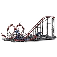 Newcomer Roller Coaster Building Set, MOC-107973 Double-Loop Roller Coaster Model Challenge STEM Toy and Building Game for Boys and Girls (2466PCS/Dynamic Version)