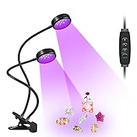 USB UV Black Light Dual Head, 10W 395nm-405nm LED UV Lamp with Clamp, Gooseneck UV Light for Resin Curing, Blacklight Poster, Fluorescent Paint, Collection