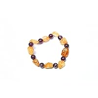 Jet Citrine Amethyst Beads Tumbled Bracelet Stretch Crystal Healing Gemstone Gift Unisex Bracelet Success