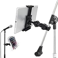QuickLock Microphone Music Mic Stand Pole bar Mount for Apple ipad Pro Air Mini Galaxy Tab S24 S23 iPhone 15 14 13 Pro MAX Plus *use with All 7-12 Tablet & Smartphones