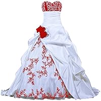 Women's Sweetheart Beaded Taffeta Embroidery Wedding Dresses Bridal Gown