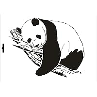 W-048 Panda Textil- / wallstencil Size A4