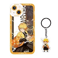 Demon Slayer Anime Phone Case Compatible with iPhone 12, Cute Zenitsu Cartoon Case with Kawaii Keychain，Soft TPU Protective Cover for Girls Boys Kids (12,Zen)