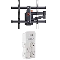 Swivel Full Motion TV Wall Mount & On-Wall Surge Protector with 6 Pivoting Outlets - for TVs Up to 60