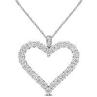 2.25ct Brilliant Round Cut, VVS1 Clarity, Moissanite Diamond, 925 Sterling Silver, Heart Pendant Necklace with 18