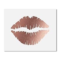Lips Rose Gold Foil Print Poster Decor Wall Art Kiss Love Makeup Fashion Girl Room Nursery 8 inches x 10 inches A35