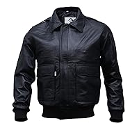 Mens A-2 Flight Air Force Bomber Leather Jacket | Black - Brown Genuine Lambskin Leather Jackets for Men