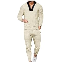 Men's Track Suit Outfits 2 Piece Activewear Suits V Neck Pullover Sweatpants Sets Sweatsuit Casual Jogging Clothes