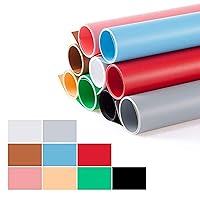 PVC Backdrop 27x51inch (68x130cm) PVC Background Matte PVC Solid Color Photography Backdrop for Photo Video Photography Studio -9 in 1 kit