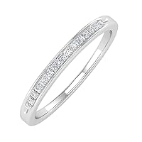 FINEROCK Channel Set Princess Cut Diamond Wedding Band Ring in 10K Gold (0.15 cttw) (I1-I2 Clarity)