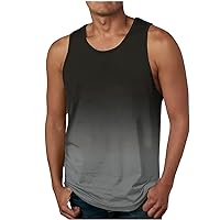 Summer Tank Tops for Men Gradient Sleeveless Workout Shirts Scoop Neckline Gym Tanks 3D Print Muscle T-Shirt Top Mens Tank Top Undershirt Camiseta Hombre