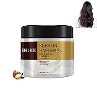 Collagen Hair Mask for Damaged Hair - Argan Oil Collagen Repair Hair Mask Treatment Deep Conditioning for Curly or Straight Thin Fine Hair