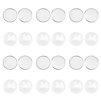 UNICRAFTALE 50 Sets 20mm Flat Round DIY Cabochon Making Kits 304 Stainless Steel Plain Edge Bezel Cups and Clear Glass Cabochon for Necklaces Jewelry Making, Stainless Steel Color