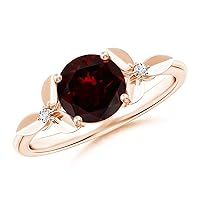 Natural Garnet Solitaire Ring for Women, Girls in 14K Solid Gold/Sterling Silver | January Birthstone Jewelry Gift for Her | Birthday|Wedding|Anniversary|Engagement