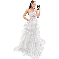 Women's Halter Tulle Prom Dress Long Ball Gowns Tiered Ruffle Formal Evening Dresses